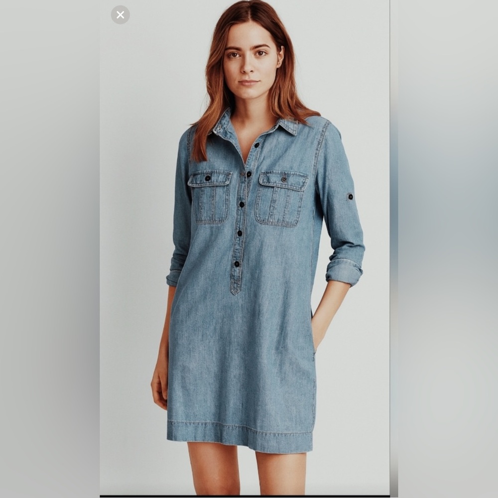 J. Crew Denim Roll Sleeve Shirt Dress